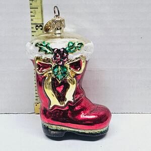 Christopher Radko Collectibles Little Gems Christmas Stocking Red Bow Ornament